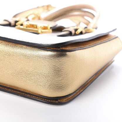 Miu Miu Metallic Goatskin Madras Bi-Color Shopping Tote White Pyrite 9 of 9