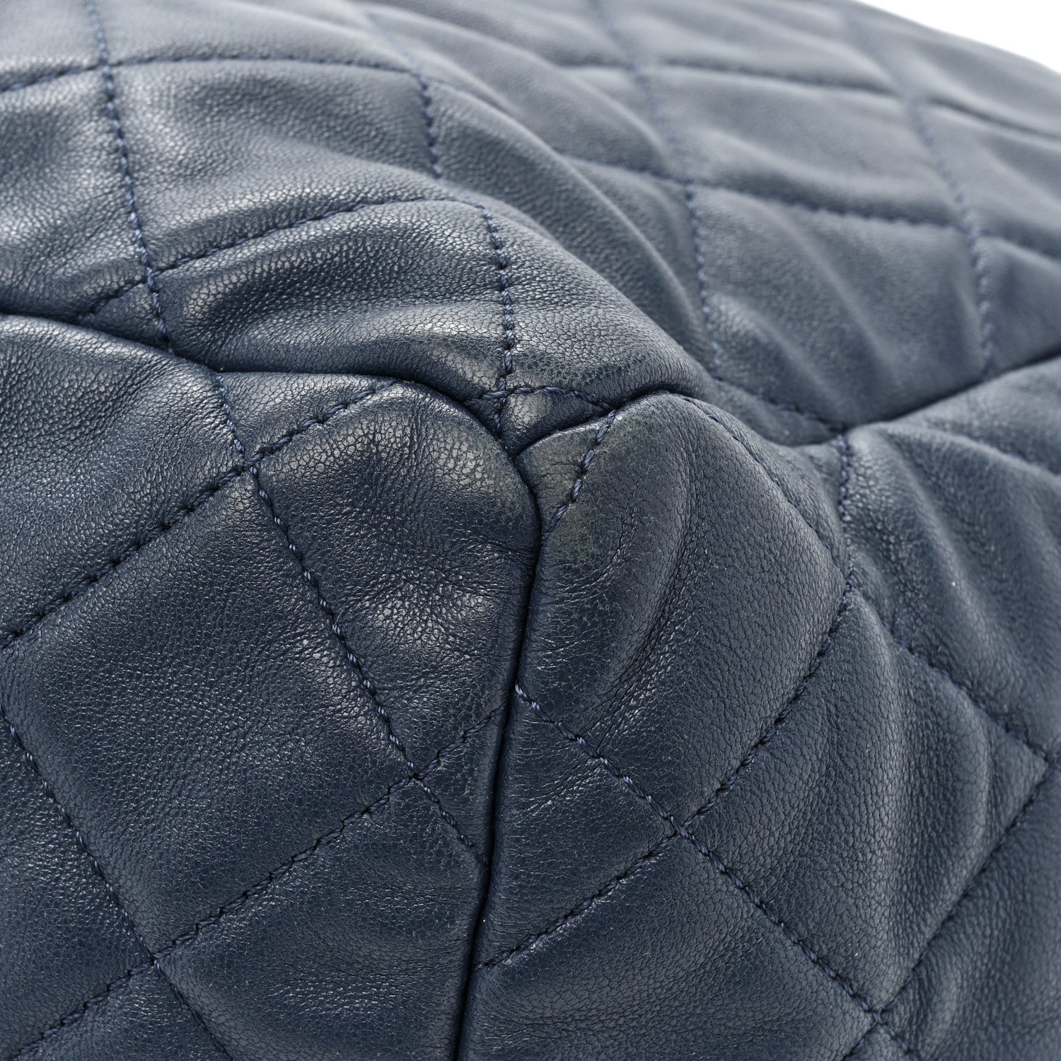 Chanel Lambskin Quilted CC Chain Drawstring Tote Blue 17 of 19