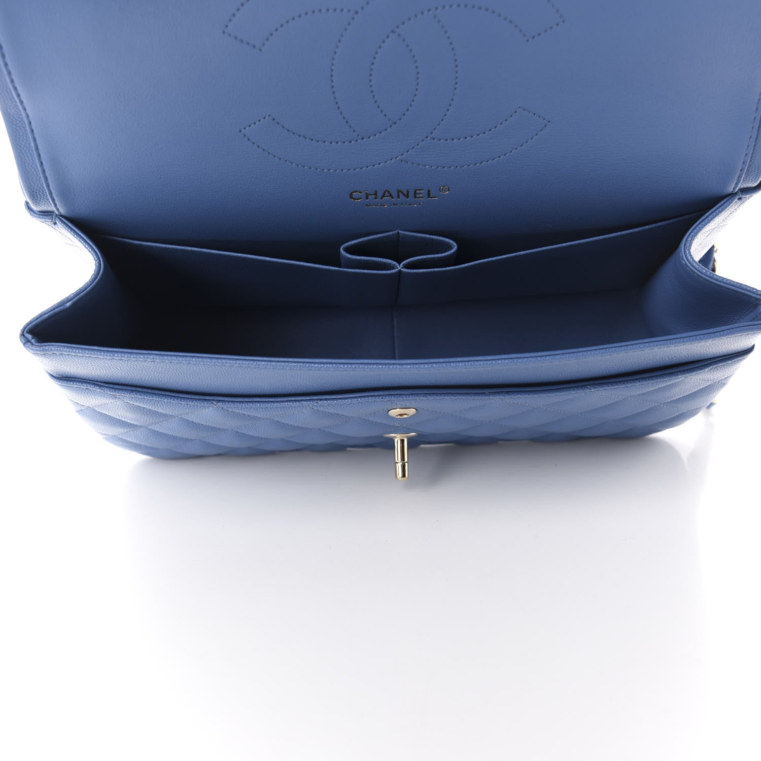 Chanel Caviar Quilted Jumbo Double Flap Blue 5 of 10