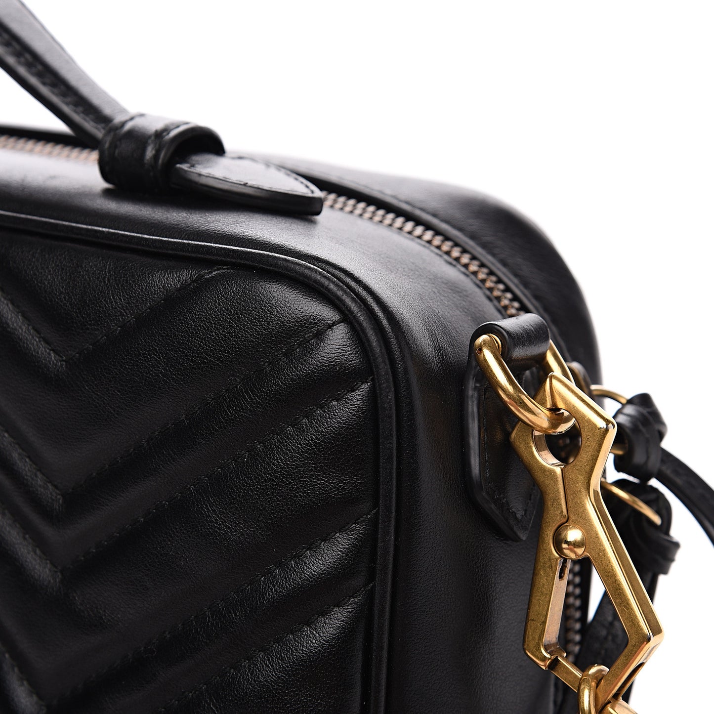 Calfskin Matelasse Sylvie Web Small GG Marmont Top Handle Shoulder Bag Black