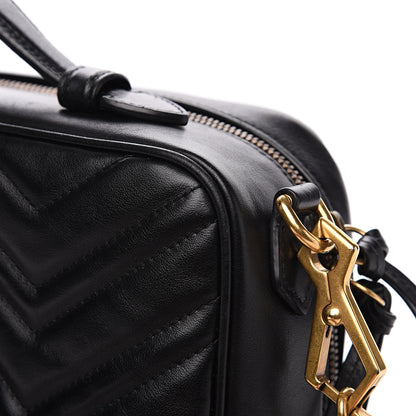 Gucci Calfskin Matelasse Sylvie Web Small GG Marmont Top Handle Shoulder Bag Black 13 of 16