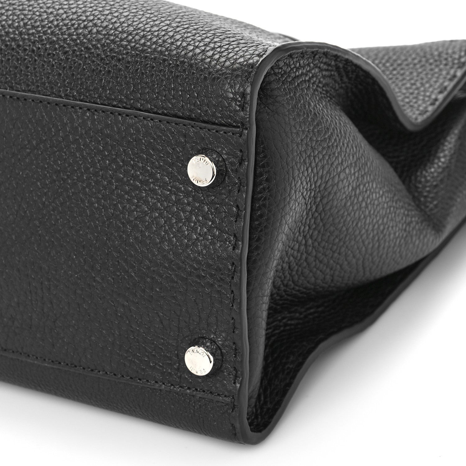 Fendi Cuoio Romano Selleria Metal Stitch Large Mens Peekaboo Iconic Essential Satchel Black 8 of 9
