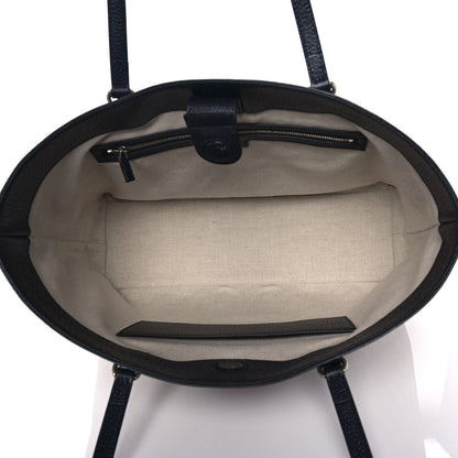 Gucci GG Supreme Monogram Textured Calfskin Web Medium Ophidia Shopping Tote Beige Blue 5 of 12