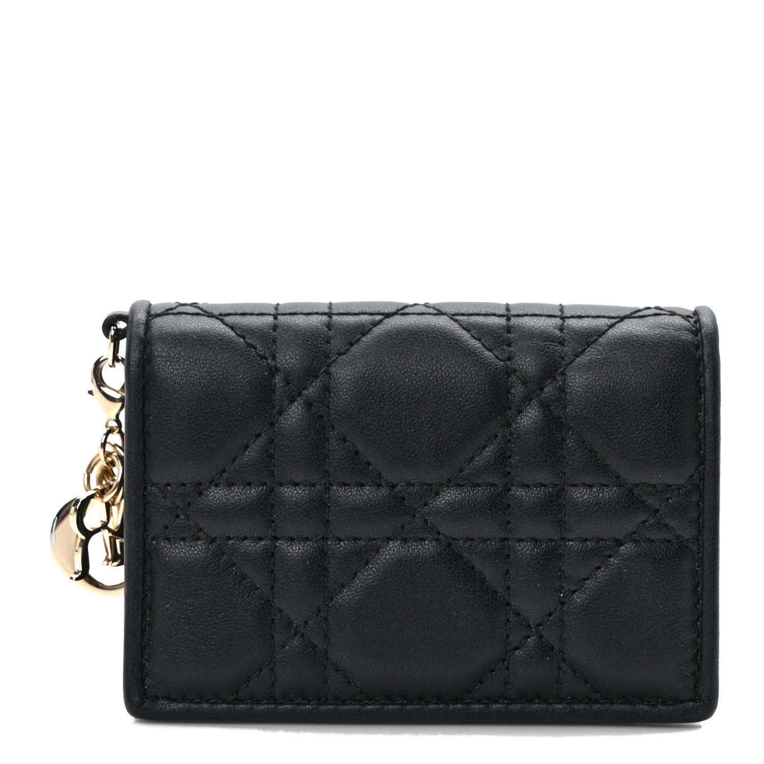Christian Dior Lambskin Cannage Small Lady Dior Flap Card Holder Black 1 of 9