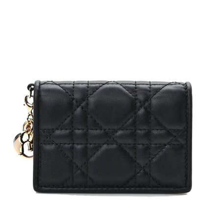 Christian Dior Lambskin Cannage Small Lady Dior Flap Card Holder Black 1 of 9