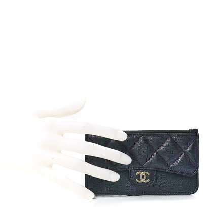 Chanel Iridescent Caviar Quilted Flap Zip Card Holder Black 2 of 13