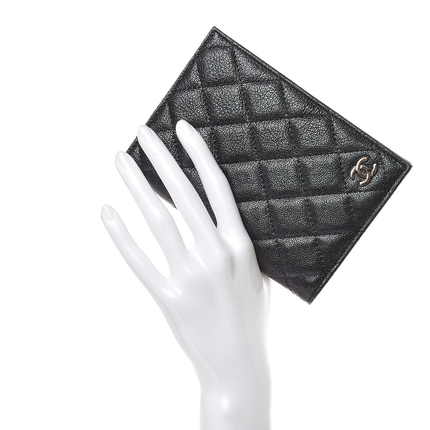 Chanel Iridescent Caviar Quilted Passport Holder Black 2 of 8