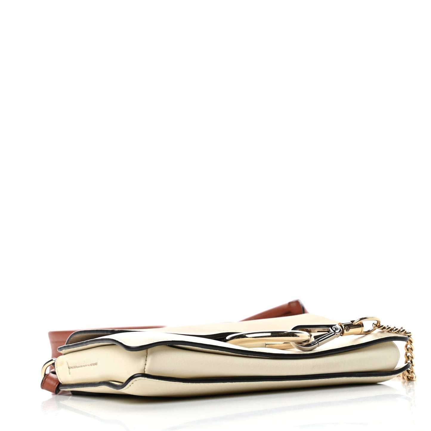 Calfskin Small Colorblock Faye Shoulder Bag Brown White
