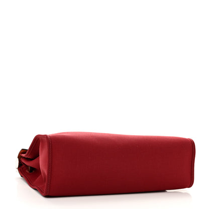 Hermes Vache Hunter Toile Herbag Zip 31 PM Rouge Grenat Rouge H 5 of 11
