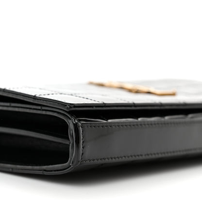 Saint Laurent Patent Carre Quilted Cassandre Chain Wallet Black 8 of 10
