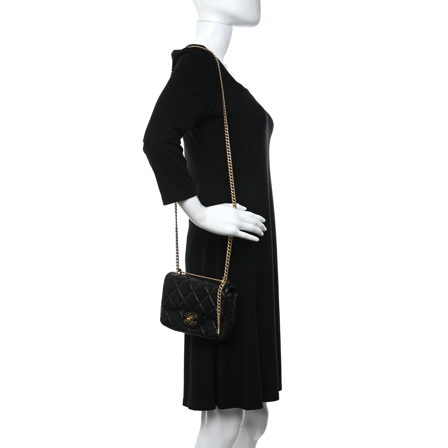 Chanel Lambskin Enamel Quilted Mini Pending CC Square Flap Black 2 of 11