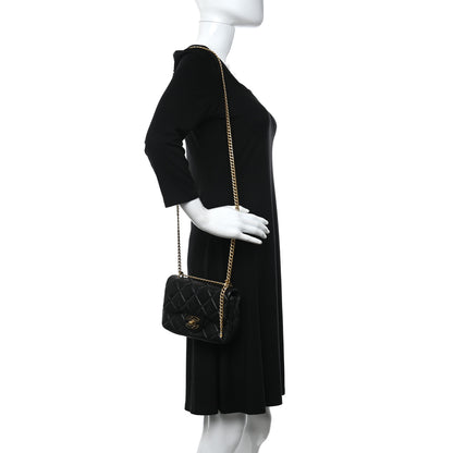 Chanel Lambskin Enamel Quilted Mini Pending CC Square Flap Black 2 of 11