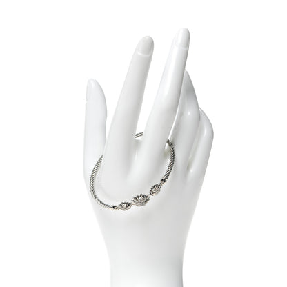 David Yurman Sterling Silver Diamond Starburst Three-Station Bangle Bracelet 2 of 5