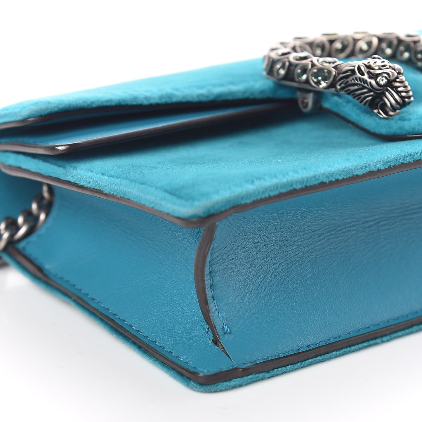 Velvet Super Mini Dionysus Shoulder Bag Pavone Cyan