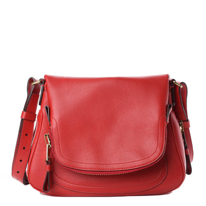 Tom Ford Pebbled Calfskin Medium Jennifer Flame Red 2 of 12