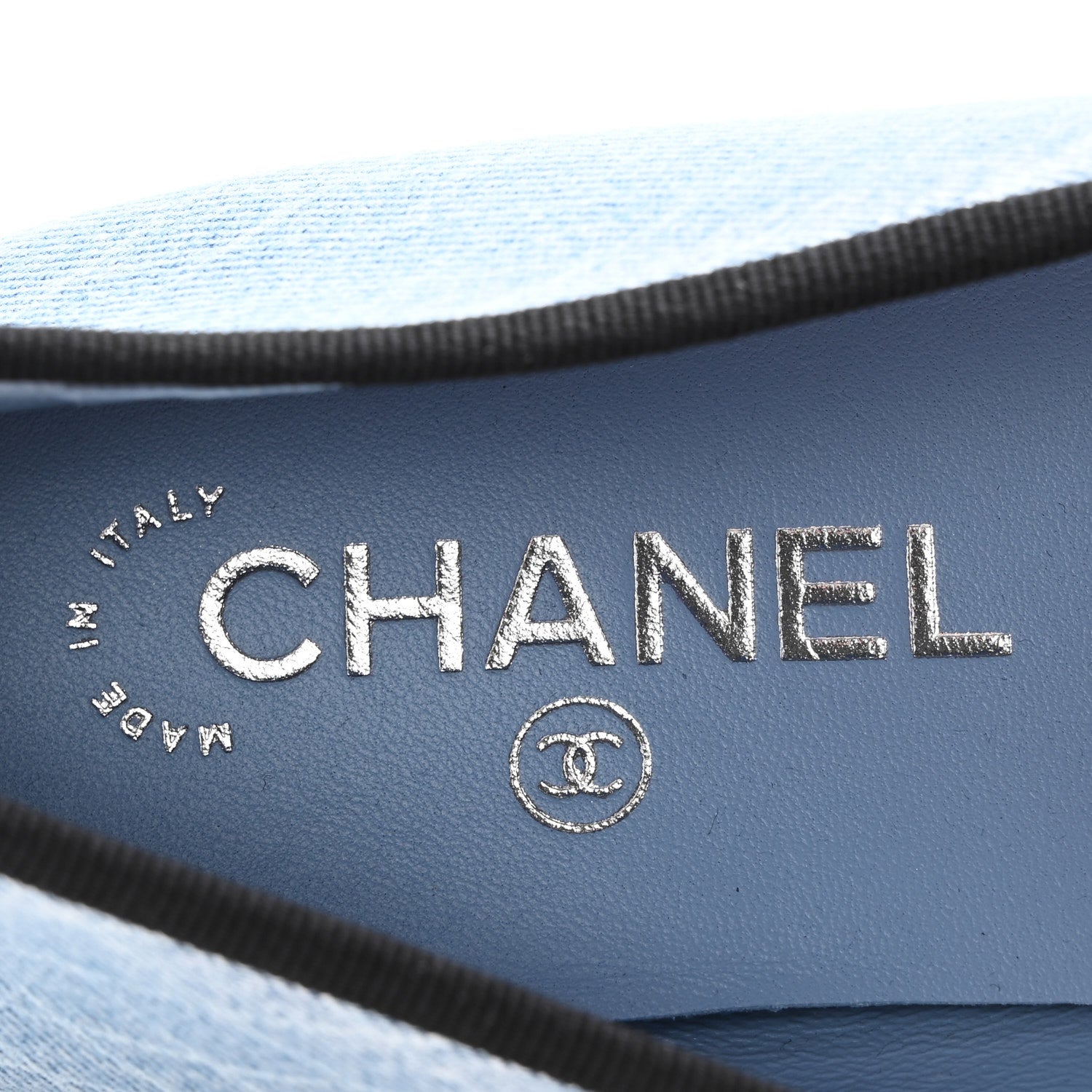 Chanel Denim Printed Quilt CC Cap Toe Ballerina Flats 40.5 Light Blue Dark Grey 8 of 10