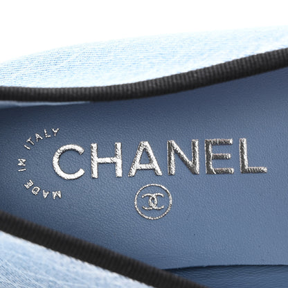Chanel Denim Printed Quilt CC Cap Toe Ballerina Flats 40.5 Light Blue Dark Grey 8 of 10