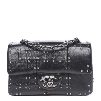 Chanel Glazed Calfskin Grommet Embellished Mini Airline Rectangular Flap Black 1 of 9