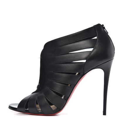 Christian Louboutin Calfskin Toot Mignonne 100 Cutout Booties 39.5 Black 1 of 9