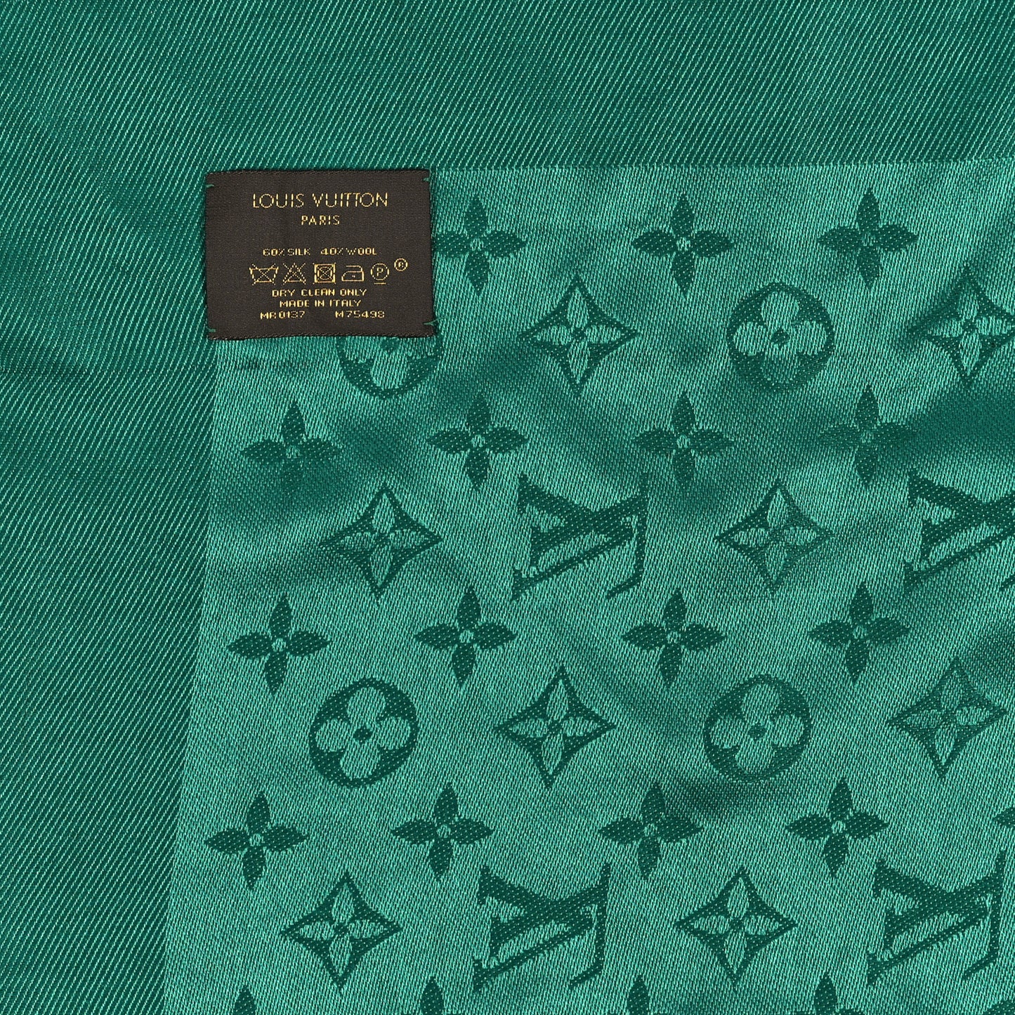 Silk Wool Monogram Shawl Green