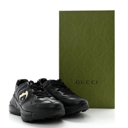 Gucci Dali Soft Calfskin Cut Out Interlocking G Womens Rhyton Sneakers 37 Black Ivoire 11 of 11