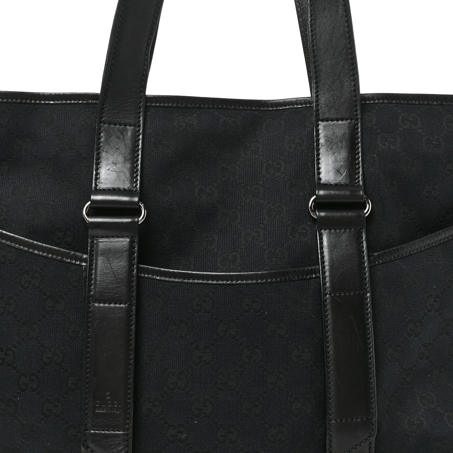 Gucci Monogram Calfskin Perforated Tote Black 8 of 10