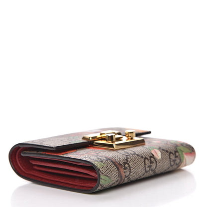 Gucci GG Supreme Monogram Tian Padlock Wallet Beige Multicolor Red 4 of 10