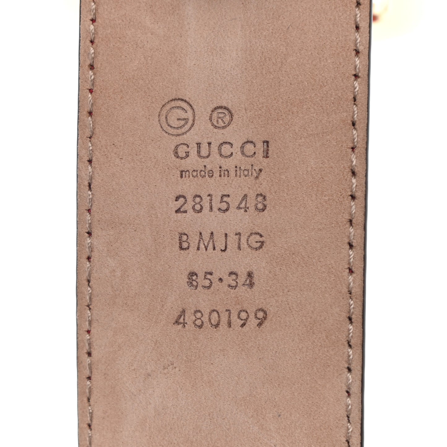 Soft Microguccissima Margaux Calfskin Belt 85 34 Rosso