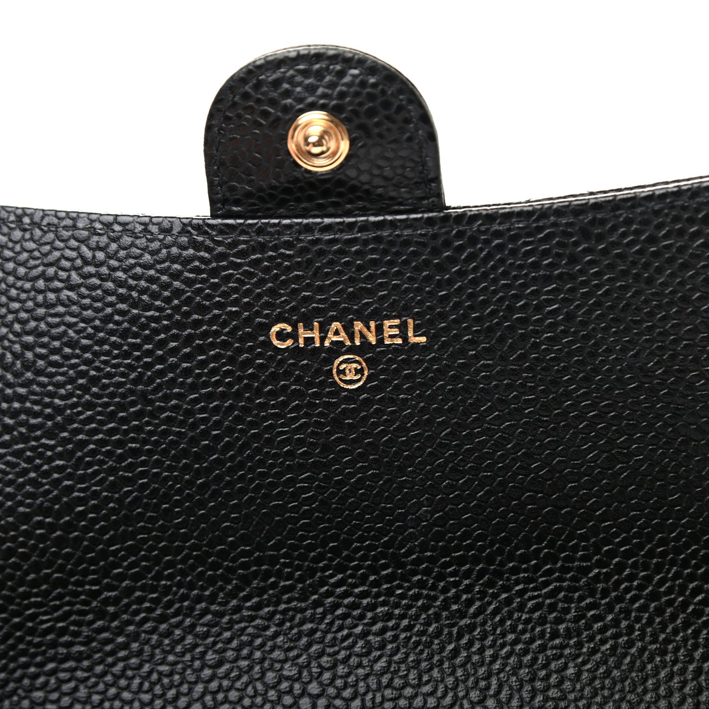 Caviar Quilted Large Gusset Flap Wallet Black