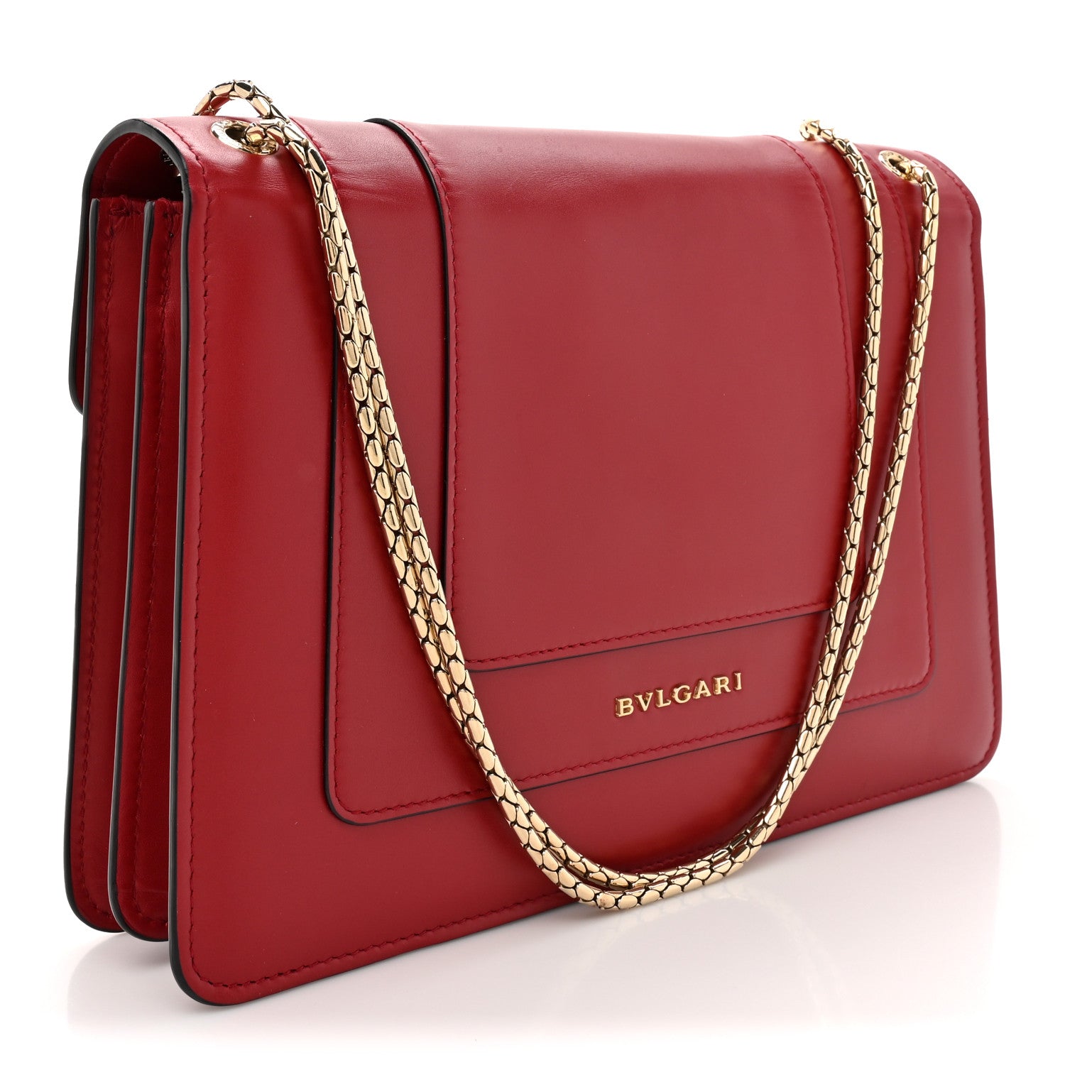 Bulgari Calfskin Serpenti Forever Shoulder Bag Red 3 of 14