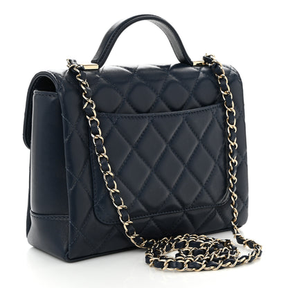 Chanel Lambskin Quilted Small Top Handle Square Flap Navy Blue 3 of 10