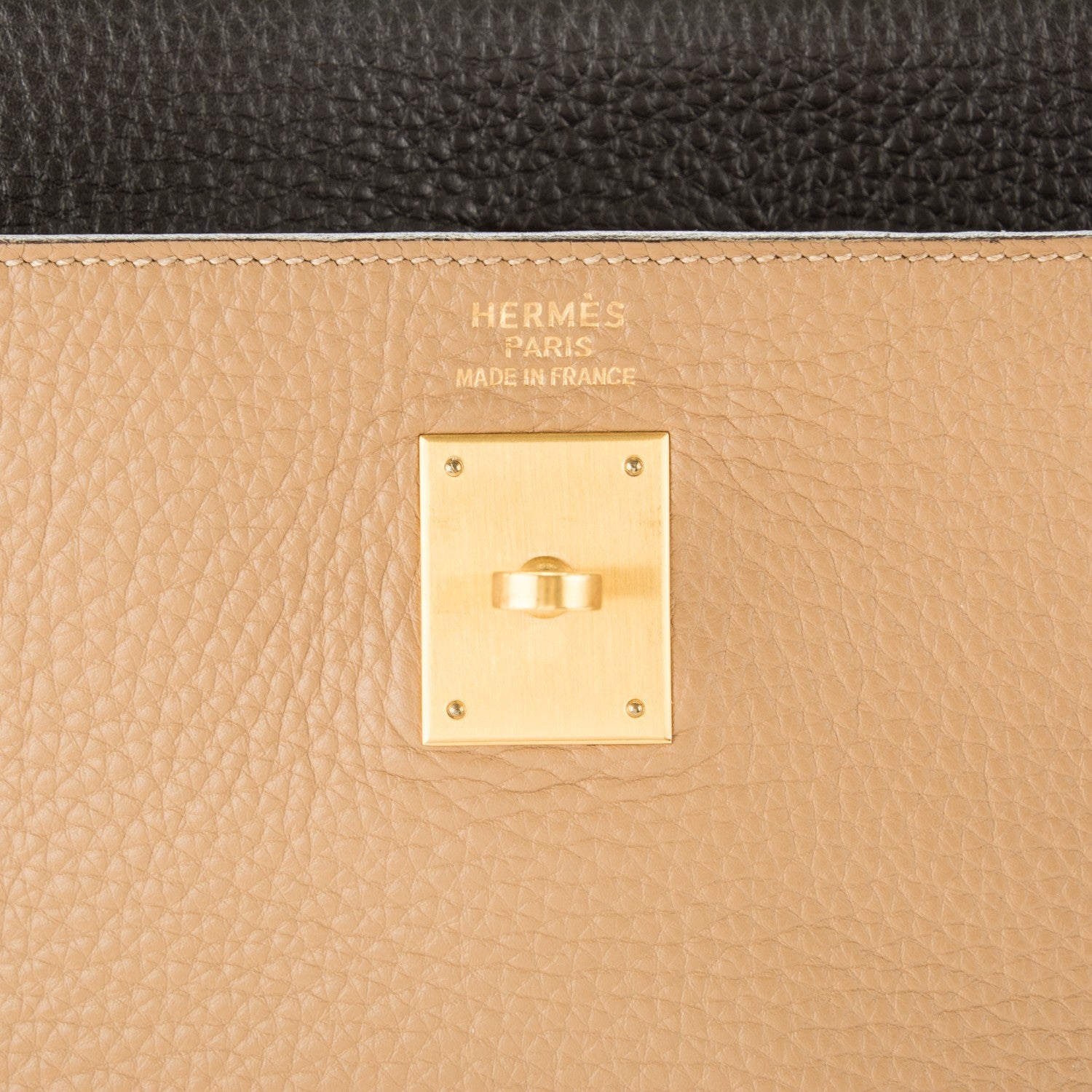 Hermes Taurillon Clemence Tri-Color Kelly Retourne 35 Tabac Camel Ebene Parchemin 17 of 26