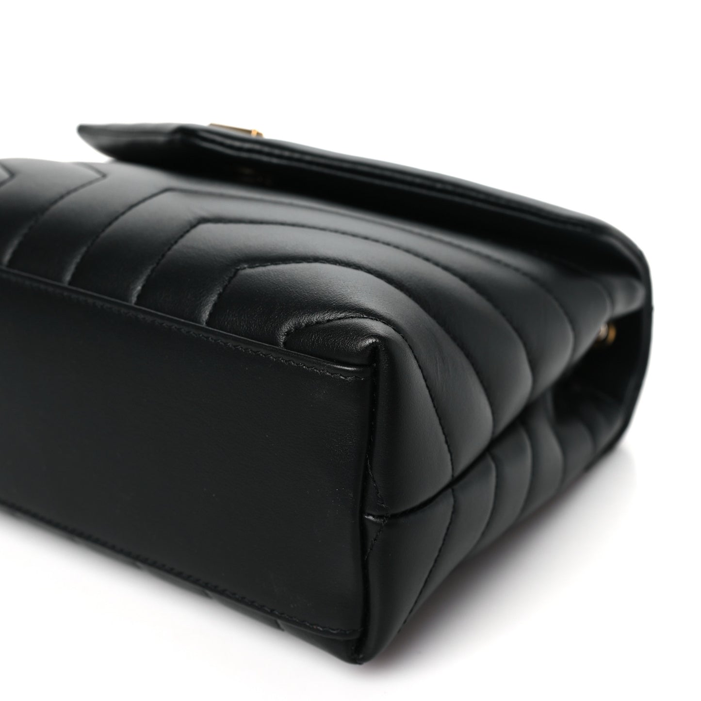 Calfskin Y Quilted Monogram Small Loulou Chain Satchel Black