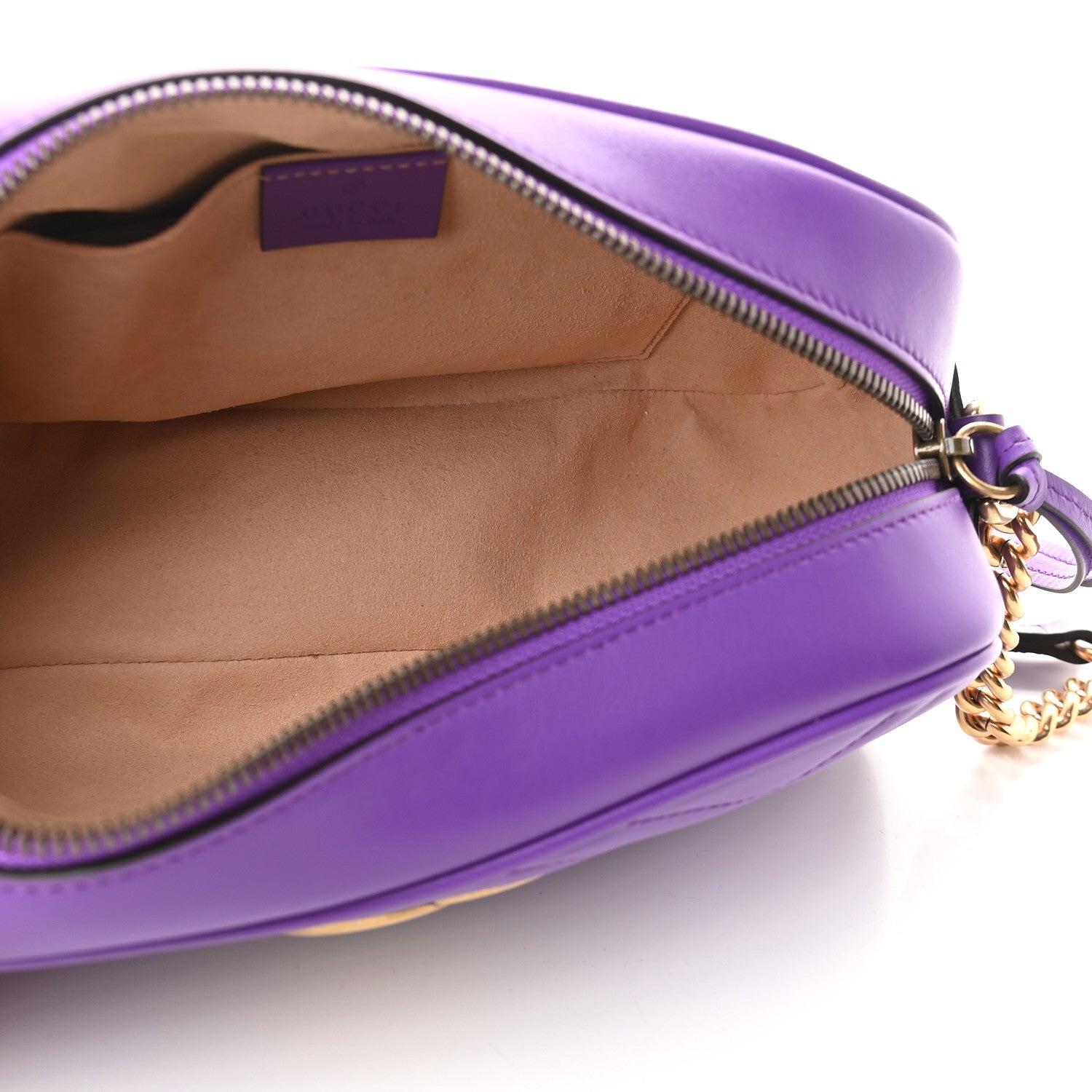 Gucci Calfskin Matelasse Small GG Marmont Chain Shoulder Bag Shine Purple 5 of 9