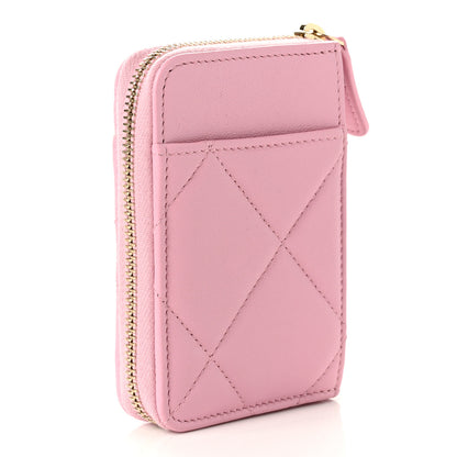 Chanel Lambskin Quilted Chanel 19 Vertical Zip Card Holder Wallet Pink 3 of 8
