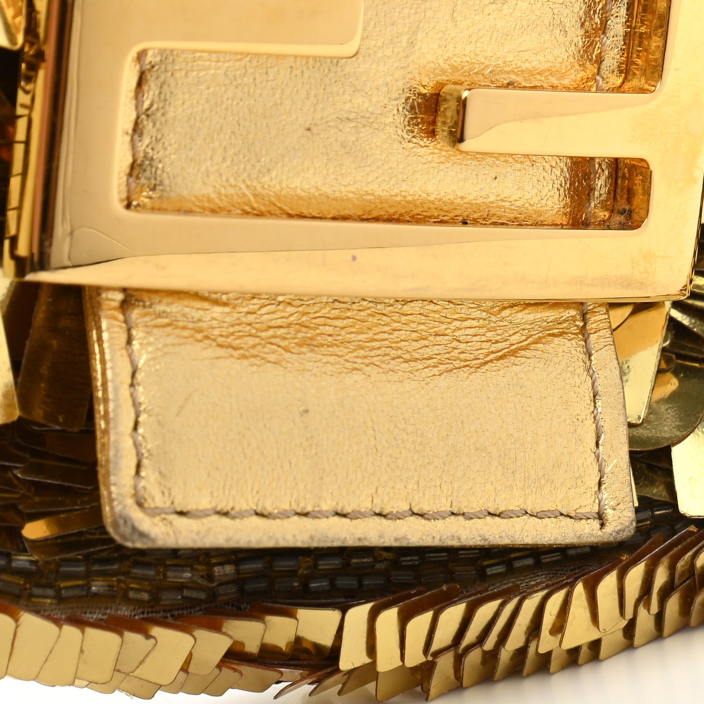 Sequin Paillettes Mini Half Moon Baguette Gold