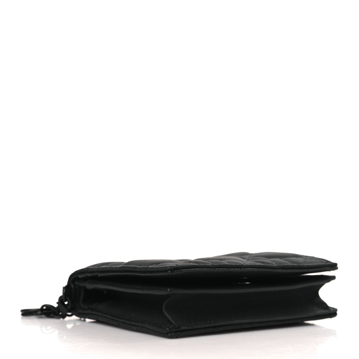 Calfskin Cannage Mini Lady Dior Wallet Black