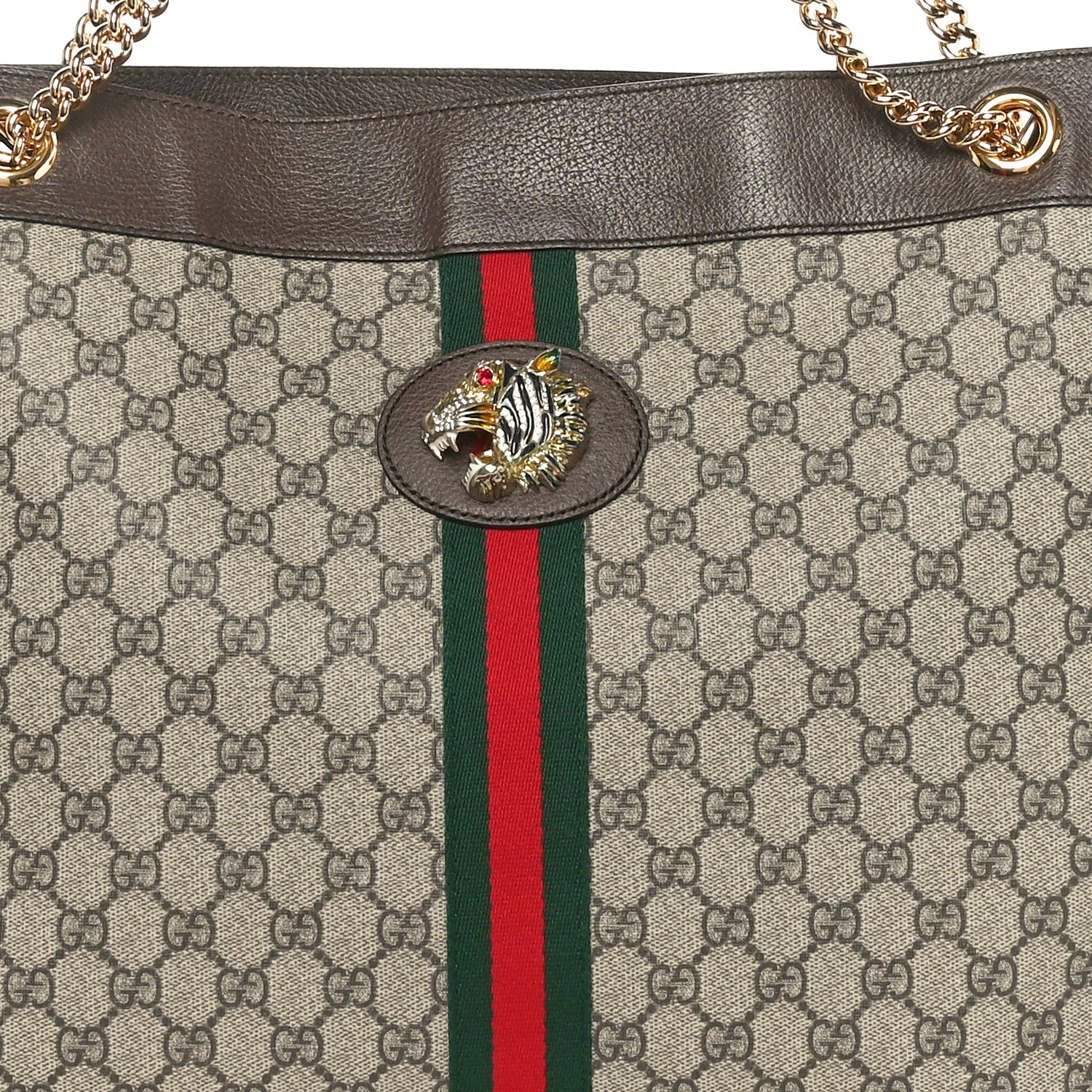 Gucci GG Supreme Monogram Large Rajah Chain Tote Beige New Acero 9 of 11