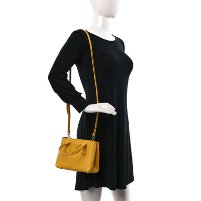 Prada Saffiano Lux Mini Galleria Double Zip Tote Soleil 2 of 13