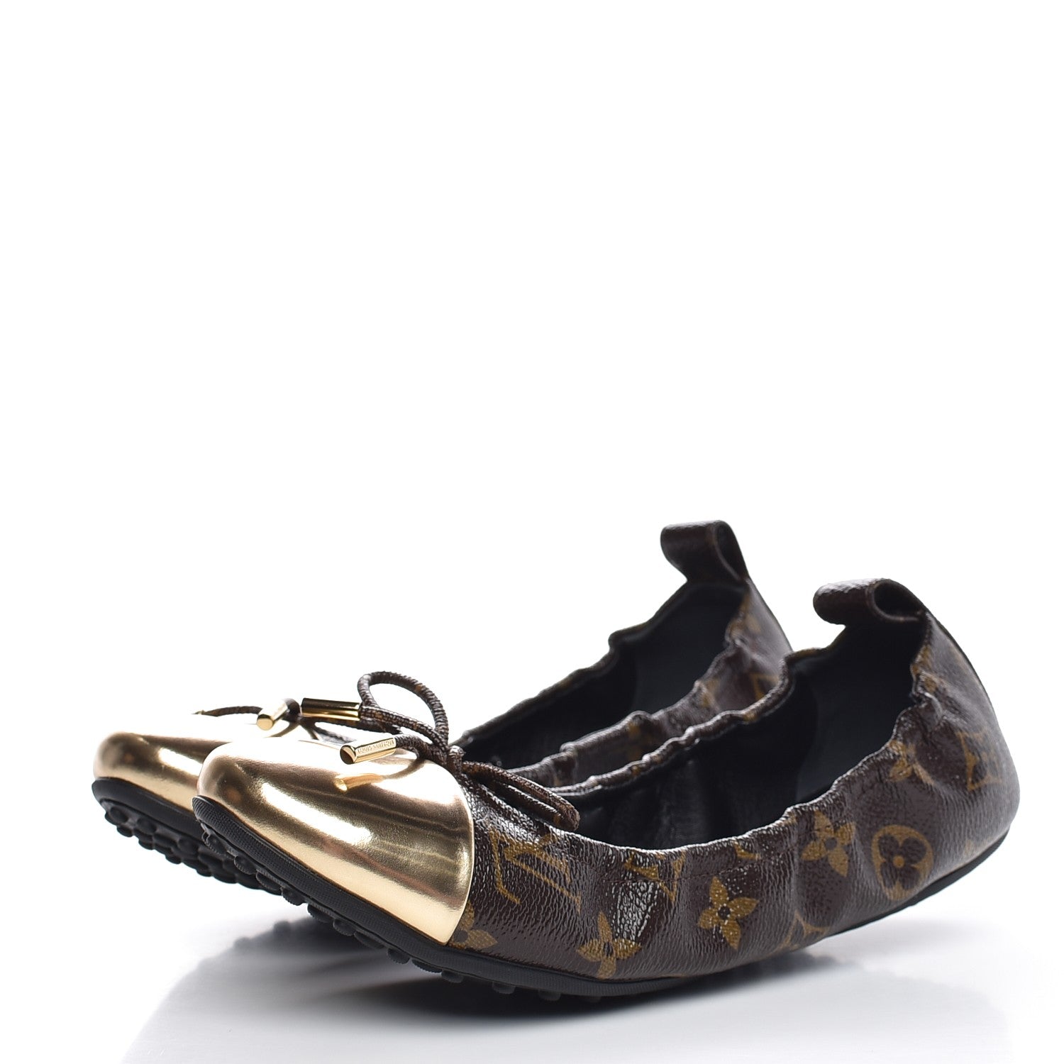 Louis Vuitton Monogram Flirty Ballet Flats 38.5 Gold 3 of 9