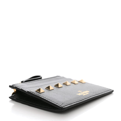 Valentino Garavani Vitello Rockstud Card Holder With Zipper Black 4 of 9