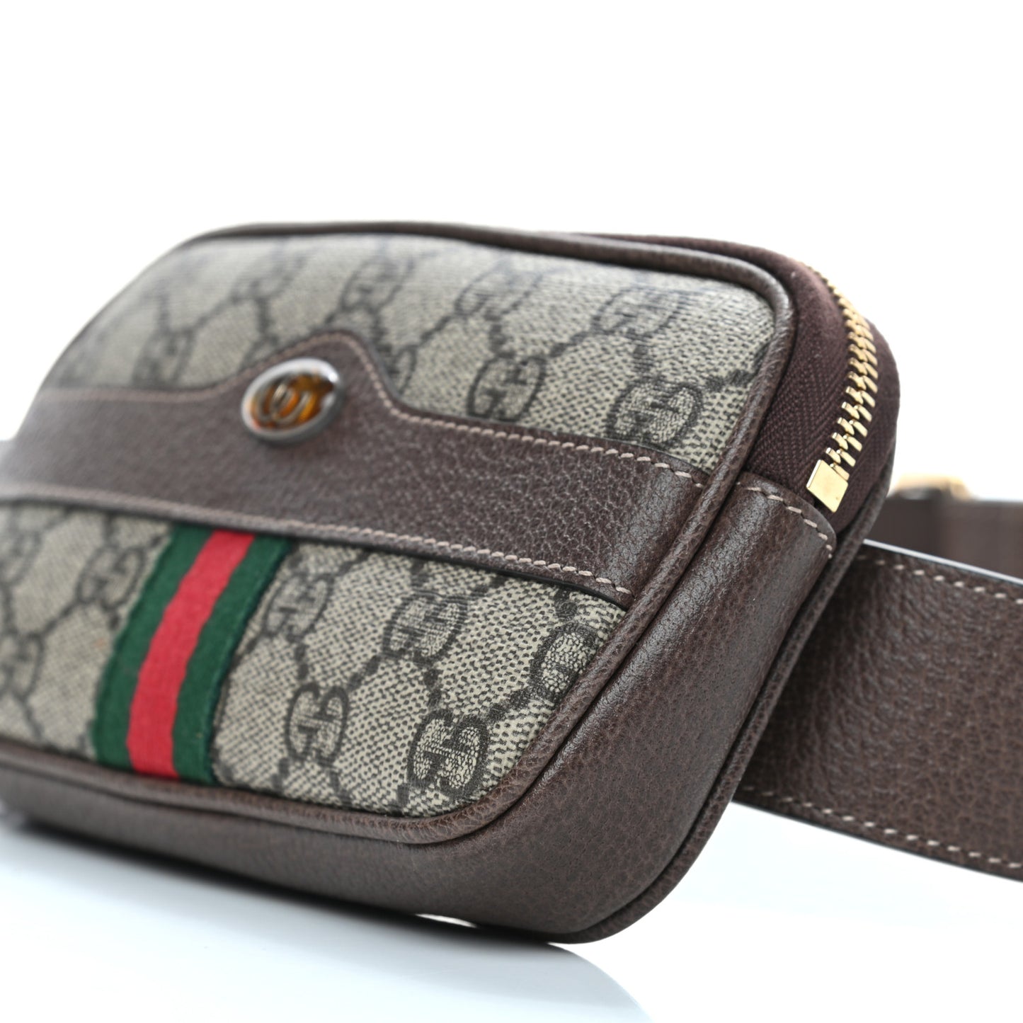 GG Supreme Monogram Ophidia Belted iPhone Case 95 38 Dark Brown