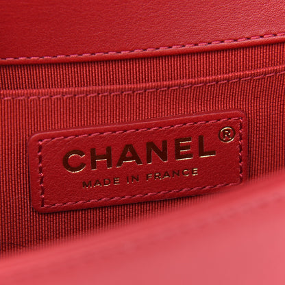 Chanel Calfskin Small Boy Logo Top Handle Flap Red 6 of 10