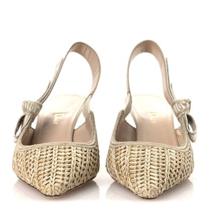 Christian Dior Raffia Embroidered J'Adior Slingback 65mm Pumps 36 Taupe 3 of 11