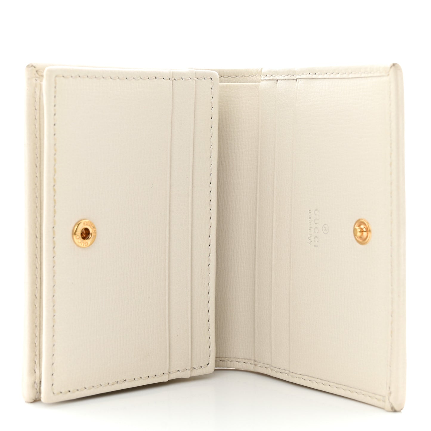 GG Supreme Monogram Azalea Calfskin Horsebit 1955 Card Case Wallet Beige Ebony Mystic White