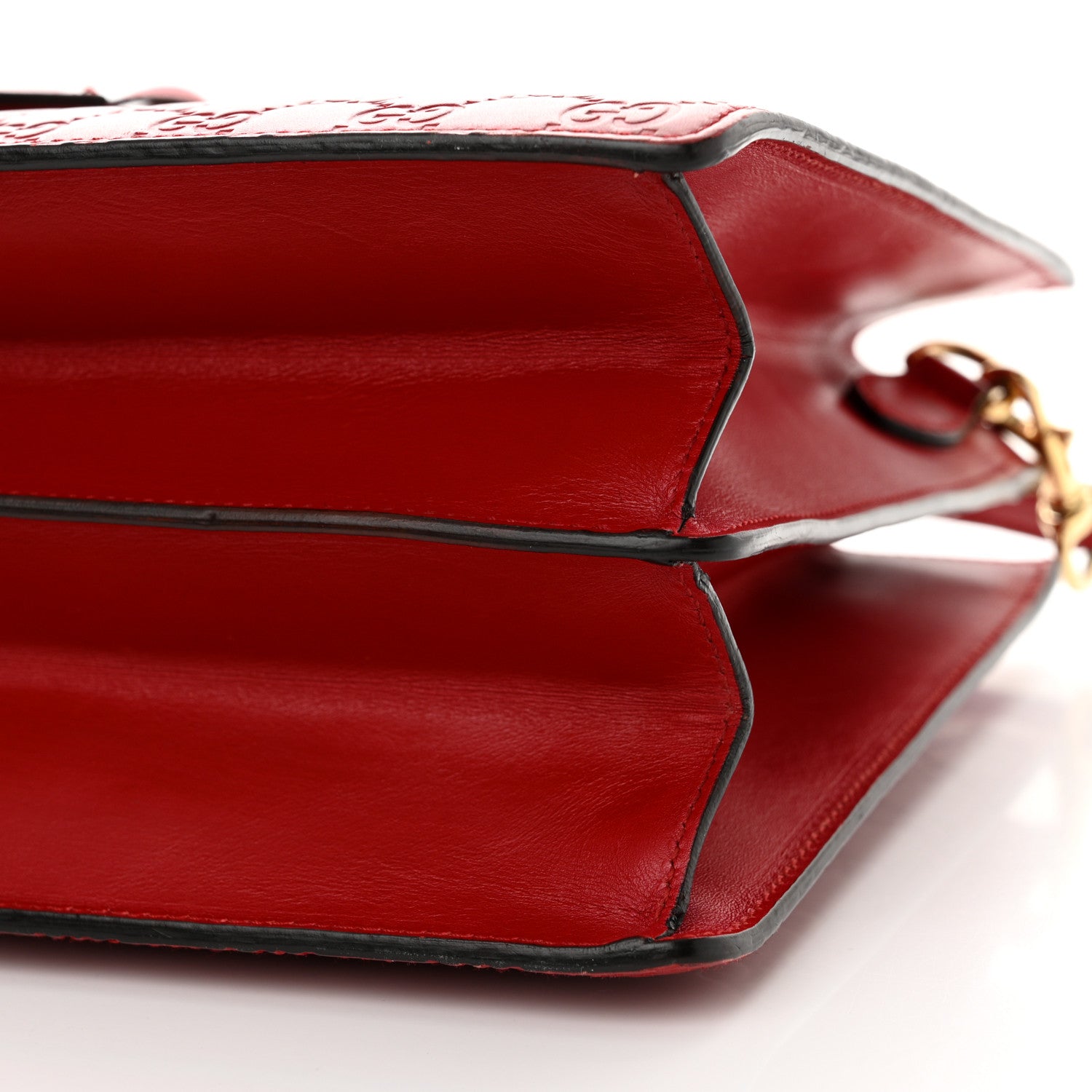 Gucci Guccissima Signature Padlock Double Handle Bag Hibiscus Red 10 of 20
