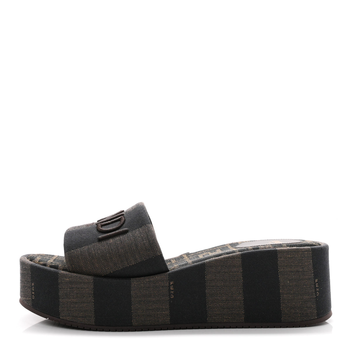 Jacquard Womens FF Sunshine Flatform Slide Sandals 39 Tabacco Black