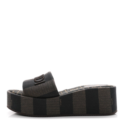Fendi Jacquard Womens FF Sunshine Flatform Slide Sandals 39 Tabacco Black 1 of 10