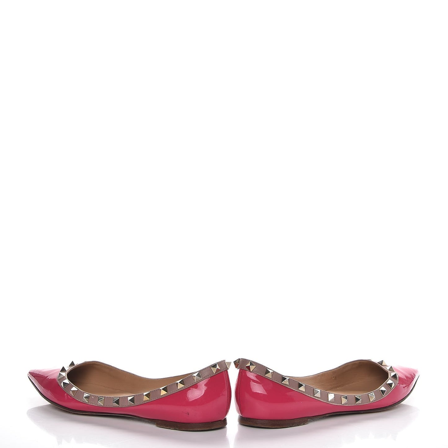 Patent Nappa Rockstud Ballerina Flats 38 Framboise Poudre