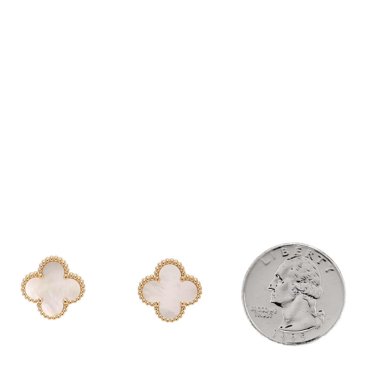 18K Yellow Gold Mother of Pearl Vintage Alhambra Earrings